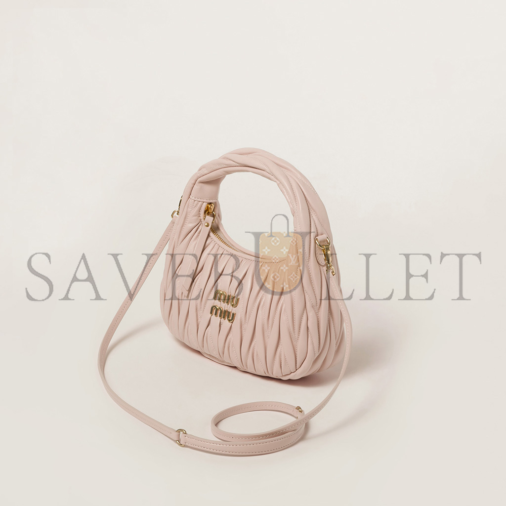 MIU MIU WANDER MATELASSÉ NAPPA LEATHER HOBO BAG 5BC125 (20*17*6cm)